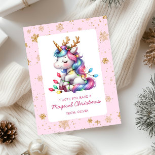 Cartes Pour Fêtes Annuelles Joli Noël des enfants licorne