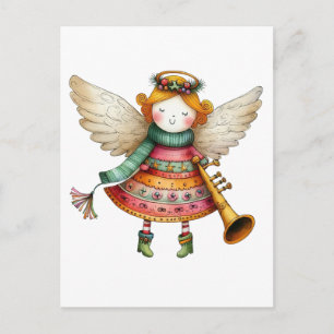 Cartes Pour Fêtes Annuelles Joli Noël Folk Art Angel