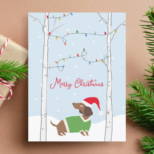 Cartes Pour Fêtes Annuelles Joli Noël hiver Dachshund
