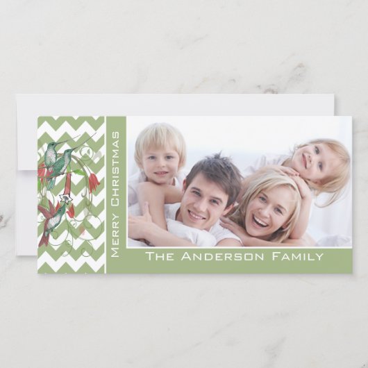 Cartes Pour Fêtes Annuelles Joli Noël Hummingbirds Chevron Motif (Devant)