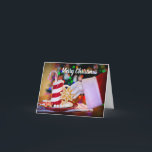 Cartes Pour Fêtes Annuelles Joli Noël Père Noël<br><div class="desc">Carte de Noël mignonne avec le Père Noël en saisissant un cookie avec le message de bienvenue "Joyeux Noël". Utilisez le modèle pour ajouter votre message personnalisé en rouge à l'intérieur. Cette carte moderne non photo de Noël est idéale pour tous ceux qui veulent une carte de voeux de vacances...</div>