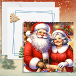 Cartes Pour Fêtes Annuelles Joli Noël personnalisé, M. et Mme Santa Claus<br><div class="desc">Carte de Noël personnalisée avec M. et Mme Santa Claus. Image de l'aquarelle mignonne ai faite dans une ambiance vintage. Belle bordure avec biscuits à sucre.</div>