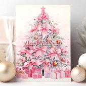 Cartes Pour Fêtes Annuelles Joli Noël Pretty Pink Bow Tree Joyeux Noël
