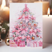 Cartes Pour Fêtes Annuelles Joli Noël Pretty Pink Bow Tree Joyeux Noël