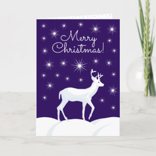 Cartes Pour Fêtes Annuelles Joli Noël Reindeer Neige Night Star Sky