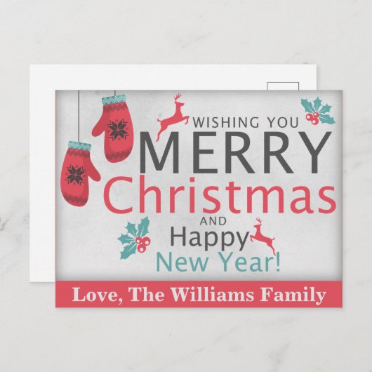 Cartes Pour Fêtes Annuelles Joli Noël Rustique Joyeux Joyeux Nouvel An (Devant / Derrière)