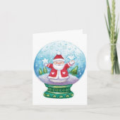Cartes Pour Fêtes Annuelles Joli Noël Snowglobe Père Noël, Étoile, Oiseau (Devant)