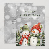 Cartes Pour Fêtes Annuelles Joli Noël Snowman (Devant / Derrière)