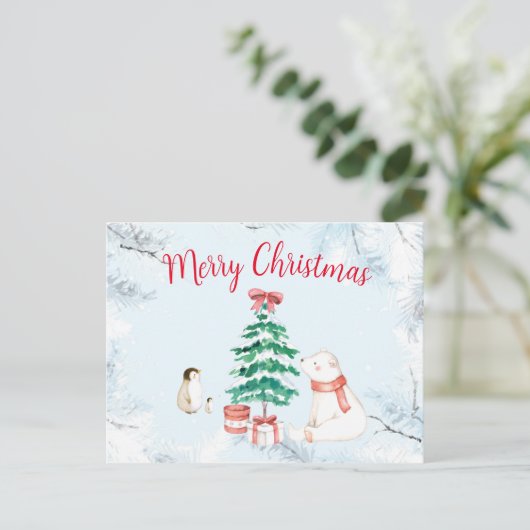 Cartes Pour Fêtes Annuelles Joli Noël tout blanc (Debout devant)