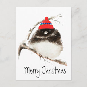 Cartes Pour Fêtes Annuelles Joli oiseau d'hiver en Casquette, Noël, Humour, Ju