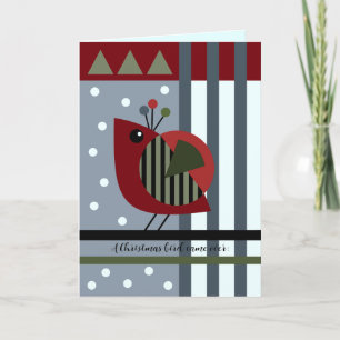 Cartes Pour Fêtes Annuelles Joli oiseau moderne de Noël et texte personnalisé
