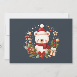 Cartes Pour Fêtes Annuelles Joli ours de Noël/d'hiver en couronne