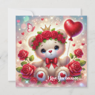 Cartes Pour Fêtes Annuelles Joli ours en peluche de la Saint-Valentin avec cœu