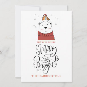 Cartes Pour Fêtes Annuelles Joli ours polaire joyeux et lumineux Noël