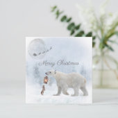 Cartes Pour Fêtes Annuelles Joli Ours Polaire Lapin sauvage Père Noël Noël d'h (Debout devant)