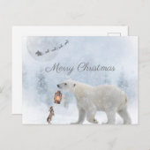 Cartes Pour Fêtes Annuelles Joli Ours Polaire Lapin sauvage Père Noël Noël d'h (Devant / Derrière)
