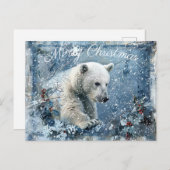 Cartes Pour Fêtes Annuelles Joli Ours polaire Noël d'hiver (Devant / Derrière)