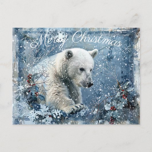 Cartes Pour Fêtes Annuelles Joli Ours polaire Noël d'hiver (Devant)