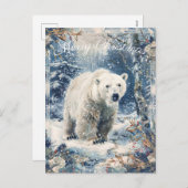 Cartes Pour Fêtes Annuelles Joli Ours polaire Noël d'hiver (Devant / Derrière)