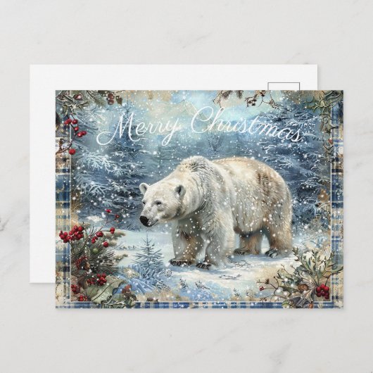Cartes Pour Fêtes Annuelles Joli Ours polaire Noël d'hiver (Devant / Derrière)