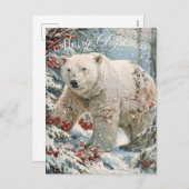 Cartes Pour Fêtes Annuelles Joli Ours polaire Noël d'hiver (Devant / Derrière)