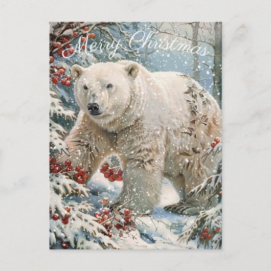 Cartes Pour Fêtes Annuelles Joli Ours polaire Noël d'hiver (Devant)