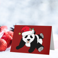 Joli panda de Noël ours en chapeau de Père Noël ro