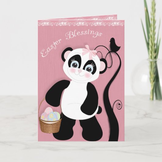 Cartes Pour Fêtes Annuelles Joli panda de Pâques (Devant)