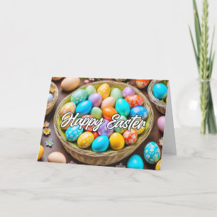 Cartes Pour Fêtes Annuelles Joli panier de vacances de Pâques coloré