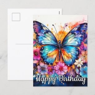 Cartes Pour Fêtes Annuelles Joli papillon printanier et collage floral