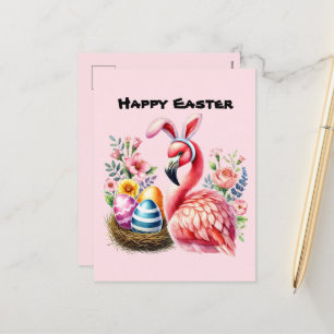 Cartes Pour Fêtes Annuelles Joli Pâques rose flamingo ajouter un message