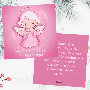 Cartes Pour Fêtes Annuelles Joli Pastel Angel rose, Filles Noël
