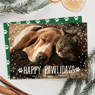 Cartes Pour Fêtes Annuelles Joli Pawlidays Green Pet Photo