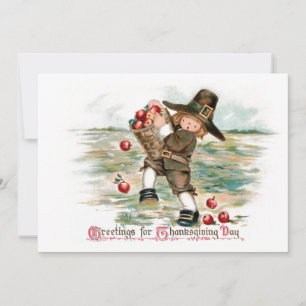 Cartes Pour Fêtes Annuelles Joli Pèlerin Vintage avec Pommes