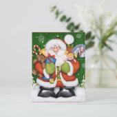 Cartes Pour Fêtes Annuelles Joli Père Noël avec des jouets de Noël (Debout devant)