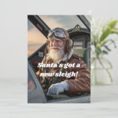Cartes Pour Fêtes Annuelles Joli Père Noël dans l'avion photo, Noël drôle (Debout devant)