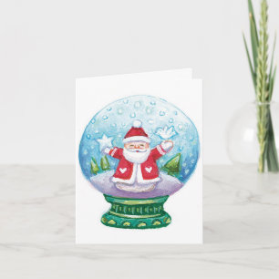 Cartes Pour Fêtes Annuelles Joli Père Noël de boule à neige de Noël, étoile, o