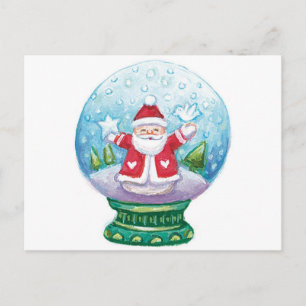 Cartes Pour Fêtes Annuelles Joli Père Noël de boule de neige de Noël, Étoile,
