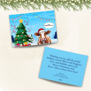 Cartes Pour Fêtes Annuelles Joli Père Noël de vache de dessin animé de Noël dr