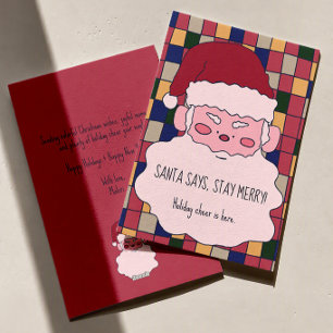 Cartes Pour Fêtes Annuelles Joli Père Noël dit restez joyeuses Fêtes