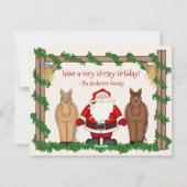 Cartes Pour Fêtes Annuelles Joli Père Noël et Chevaux Joyeux Noël (Dos)