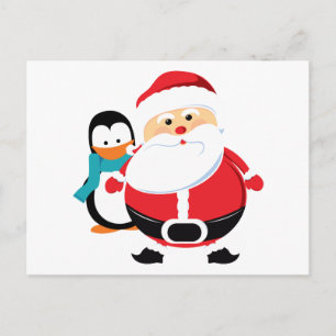 Cartes Pour Fêtes Annuelles Joli Père Noël et manchot