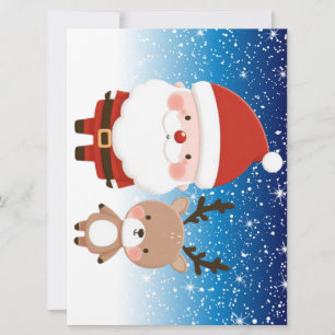 Cartes Pour Fêtes Annuelles Joli Père Noël et rennes de Noël