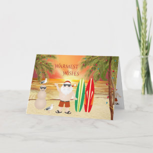 Cartes Pour Fêtes Annuelles Joli Père Noël et Surfboards Plage Surf Noël