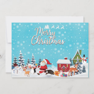 Cartes Pour Fêtes Annuelles Joli Père Noël Noël Salutation Famille Enfants Ho