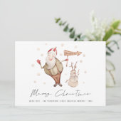 Cartes Pour Fêtes Annuelles Joli Père Noël Snowman Joyeux Noël (Debout devant)