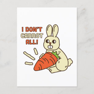 Cartes Pour Fêtes Annuelles Joli Petit Lapin Tenant Sa Carotte