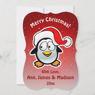 Cartes Pour Fêtes Annuelles Joli pingouin Père Noël dessin animé