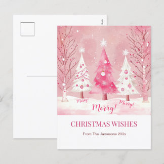 Cartes Pour Fêtes Annuelles Joli Pink Blanc Rétro Noël