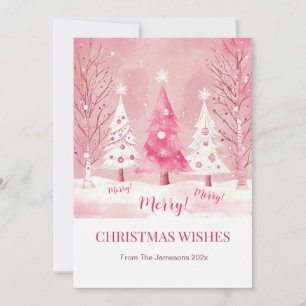 Cartes Pour Fêtes Annuelles Joli Pink Blanc Rétro Noël